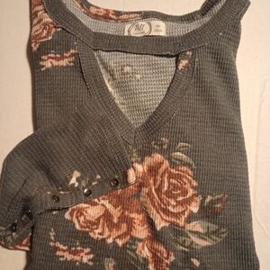 Maurices Floral V-neck Waffle Knit Long Sleeve Size XS